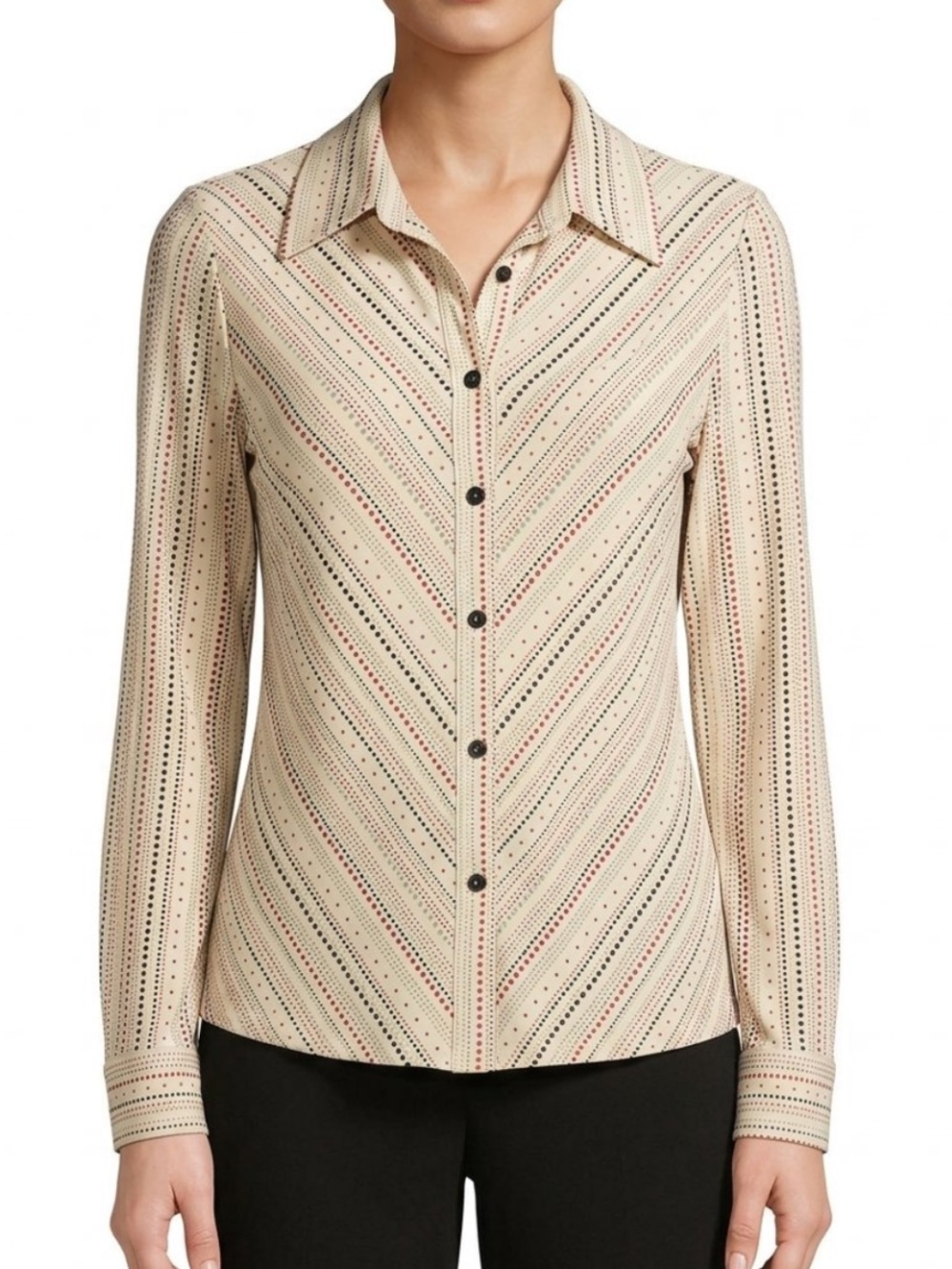 Worthington Cream shirt with Red and Black Pinstripes long sleeve